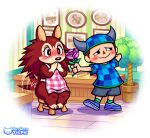  animal_crossing anthro apron apron_only birthday_cake black_nose blush blush_lines bottomwear brown_body brown_eyes brown_fur brown_hair building cake checkered_clothing checkered_hat checkered_headgear checkered_headwear checkered_shirt checkered_topwear chubby_female clothing cloud covering covering_mouth dessert duo embarrassed eulipotyphlan eyelashes eyeshadow family_photo family_portrait female flower flower_pot food footwear forest freckles fur furniture grey_eyes guywiththepie hair hand_behind_head hat headgear headwear hedgehog holding_object horn human leg_markings looking_away makeup male male/female mammal markings mostly_nude nintendo pattern_apron pattern_clothing pattern_hat pattern_headgear pattern_headwear pattern_shirt pattern_topwear photo picture_frame pictures plaid plaid_apron plaid_clothing plant plant_pot planter potted_plant sable_able shirt shoes shorts sitting smile socks socks_(marking) stool striped_tail striped_wall stripes tailwag tan_body tan_fur topwear tree video_games villager_(animal_crossing) 