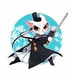  2020 anthro asian_clothing chinese_clothing clothing domestic_cat east_asian_clothing felid feline felis fur lao_xian li_bing_(white_cat_legend) mammal melee_weapon paws simple_background sword weapon white_body white_cat_legend white_fur 
