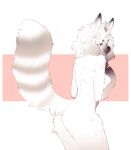  2020 anthro biped black_body black_ears black_fur breasts butt butt_tuft dipstick_ears eyelashes female fur gradient_ears gradient_fur grey_body grey_fur grey_hair grey_stripes hair hi_res leg_tuft multicolored_ears multicolored_hair orange_eyes pekuza041 simple_background solo standing striped_body striped_fur striped_tail stripes three-quarter_view tuft two_tone_hair white_body white_fur white_hair white_inner_ear 