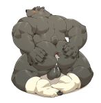  2021 absurd_res anthro anus backsack balls blush butt genitals hi_res hugo_(jumperbear) humanoid_hands jumperbear kemono male mammal overweight overweight_male simple_background solo ursid white_background 