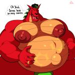  american_dragon:_jake_long anthro belly big_belly big_moobs big_nipples bobthetanuki bulge clothed clothing disney dragon english_text hair hi_res hyper hyper_belly jake_long male morbidly_obese nipples obese overweight pregnant pregnant_male red_body simple_background solo text topless white_background 