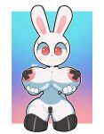  animal_crossing anthro areola areola_slip big_breasts breasts butt_from_the_front ciavs clothing female hi_res holding_breast huge_breasts lagomorph legwear leporid mammal nintendo nipple_tape pasties pussy_tape rabbit red_eyes ruby_(animal_crossing) short_stack simple_background solo tape thigh_highs video_games wide_hips 