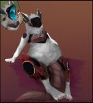  2021 4_toes absurd_res anthro anthro_pred anthro_prey black_border blue_mouth blue_tongue border canid canine crunchydragon digital_drawing_(artwork) digital_media_(artwork) digitigrade duo feet fur grey_body grey_fur hi_res larger_pred leaning machine male male/male mammal micro multi_ear oral_vore overweight protogen shaded signature simple_background sitting smaller_prey solo_focus toes tongue vore widescreen 