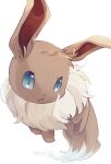  2021 ambiguous_gender blue_eyes brown_body brown_fur eevee feral fluffy fluffy_tail fur hi_res neveyk nintendo open_mouth pok&eacute;mon pok&eacute;mon_(species) simple_background solo video_games white_background 