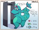  2021 anthro big_butt butt camuushamuu dialogue digital_media_(artwork) dragon english_text fan_character flygon green_body headgear hi_res huge_butt len_(focus) looking_back male nintendo pok&eacute;mon pok&eacute;mon_(species) scalie simple_background solo text thick_thighs video_games wide_hips wings 