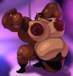  activision anthro armpit_hair belly big_belly big_bulge big_muscles black_clothing black_footwear black_socks bobthetanuki body_hair brown_body brown_hair bulge clothed clothing crash_bandicoot_(series) flexing footwear hair hi_res huge_muscles hyper hyper_belly hyper_nipples hyper_pecs macropod male mammal marsupial muscular navel nipples pinstripe_potoroo potoroo pubes socks solo thong topless underwear video_games 