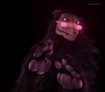  3d_(artwork) 4_toes ambiguous_gender anthro black_body black_fur canid digital_media_(artwork) feet feral foot_focus fur hi_res i2lsx mammal pawpads paws scp-1471 scp_foundation solo toes 