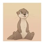  1:1 2021 absurd_res anthro black_nose border brown_body brown_fur featureless_crotch fur gradient_background hi_res louart lutrine mammal mustelid nude signature simple_background sitting solo tan_background whiskers white_border 