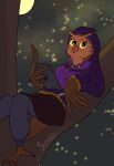  avian bird female hi_res moon night owl plant solo soovka soovka_(character) star tree 