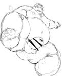  2021 absurd_res anthro anus asterios balls belly big_belly bovid bovine butt cattle censored erection genitals hi_res kemono kotobuki male mammal monochrome moobs navel nipples obese obese_male overweight overweight_male penis sketch solo tokyo_afterschool_summoners video_games 