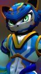  2021 3d_(artwork) 9:16 android armor capcom cybernetics digital_media_(artwork) green_eyes headgear helmet hi_res living_machine looking_away machine mega_man_(character) mega_man_(series) navel robot sdx3 simple_background solo video_games 