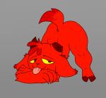  anthro ass_up bovid butt caprine caprine_demon demon fur goat goat_demon horn imp jack-o&#039;_pose male mammal nylonheretic pose raised_tail red_body red_fur solo tongue tongue_out yellow_eyes 