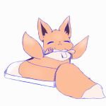  1:1 ambiguous_gender animated clothing eevee eyes_closed feral fluffy footwear fur mammal markings_(fur) nintendo outline outlines pawpads paws pok&eacute;mon pok&eacute;mon_(species) shoes short_playtime simple_background smile snoiifoxxo solo tuft video_games white_background white_body white_fur 