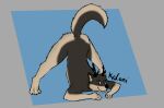  2021 anthro antlers ass_up butt canid canine canis cervid claws digital_drawing_(artwork) digital_media_(artwork) fluffy fluffy_ears fluffy_tail fur hair hi_res horn hybrid jack-o&#039;_pose koloni looking_at_viewer male mammal multicolored_body multicolored_fur muscular muscular_anthro muscular_male paws pose signature simple_background smile solo spread_legs spreading tail_tuft toe_claws tuft two_tone_body two_tone_fur widescreen wolf 