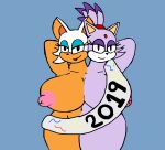  anthro blaze_the_cat breasts chiropteran conjoined dicephalous domestic_cat duo felid feline felis female mammal pilot129 rouge_the_bat sash sega sonic_the_hedgehog_(series) 