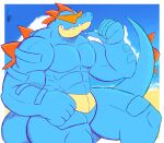  abs absurd_res alligator alligatorid anthro barazoku beach biceps crocodilian digital_drawing_(artwork) digital_media_(artwork) eyewear feraligatr fist_pump gesture gio-joe hi_res humanoid_hands kamina_shades looking_at_viewer male muscular muscular_male nintendo pecs pok&eacute;mon pok&eacute;mon_(species) reptile scalie seaside signature sunglasses sunglasses_on_face tengen_toppa_gurren_lagann thumbs_up video_games 