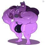  big_muscles bobthetanuki daddy_dearest_(fnf) demon demon_humanoid hair huge_muscles huge_nipples huge_thighs humanoid hyper hyper_muscles hyper_pecs male microphone muscular muscular_humanoid muscular_male not_furry purple_body purple_skin simple_background solo standing thick_thighs white_background 