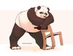  2021 anthro belly black_body black_nose chair chocolombian furniture giant_panda male mammal overweight overweight_male solo ursid white_body 
