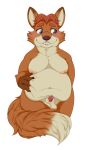  2020 absurd_res alpha_channel anthro balls belly blue_eyes blush canid canine disney erection fox genitals gideon_grey hi_res male mammal moobs navel nipples overweight overweight_male penis polarpandemonium simple_background solo transparent_background zootopia 