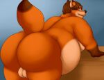  2019 anthro balls belly big_butt butt canid canine disney fox genitals gideon_grey humanoid_hands male mammal moobs obese obese_male orange_body overweight overweight_male solo thevillager zootopia 