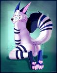  absurd_res anthro arctic_fox bedroom_eyes blizzard_(blizzyfox) blush butt canid canine collar fox hi_res male mammal narrowed_eyes paws presenting presenting_hindquarters raised_tail seductive sharkguts solo 