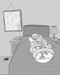  anon bed bedroom bodily_fluids body_pillow bra calendar chair clock closet clothing cuddling dakimakura_design dakimakura_pillow dice dresser drooling duo eyewear female freckles furniture glasses greyscale happy_harvey hi_res humanoid lamp male male/female messy_room mirror monochrome nerd office_chair phone_drawing pillow reptile saliva scalie shirt sleeping snake snake_hood solo tank_top topwear underwear wrapped wrapped_tail wrapped_up 