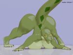  3d_(artwork) 5_toes anthro big_breasts boa_(snake) breasts claws curvy_figure digital_media_(artwork) feet female hi_res i2lsx jack-o&#039;_pose margret_stalizburg nude pose reptile scalie simple_background snake solo thick_thighs toe_claws toes voluptuous zp92 