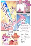  anus collar comic dialogue eeveelution english_text female feral genitals group hi_res humanoid_genitalia kemono looking_back loreking nintendo pink_anus pok&eacute;mon pok&eacute;mon_(species) pussy ribbons sylveon text vaporeon video_games vulpix 