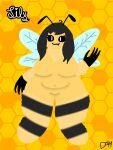  3:4 anthro arthropod bee big_breasts big_butt breasts bumble_bee_(species) butt dimsun featureless_breasts featureless_crotch female hymenopteran insect lily_(dimsun) solo thick_thighs waving_at_viewer wings 