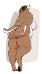  2021 absurd_res anthro big_breasts big_butt blush breasts brown_body brown_fur butt canid canine canis curvy_figure digital_media_(artwork) digitigrade domestic_dog female floppy_ears fur green_eyes gunhild_(securipun) hand_on_butt hi_res huge_breasts looking_at_viewer looking_back looking_back_at_viewer mammal molosser mountain_dog multicolored_body multicolored_fur neck_tuft overweight pawpads saint_bernard securipun side_boob simple_background solo tuft voluptuous white_background white_body white_fur 