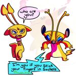  1:1 2021 3_toes 4_fingers aisha_(neopets) alien antennae_(anatomy) blue_eyes brown_nose chest_tuft crossover dialogue dipstick_antennae disgust disney duo_focus english_text experiment_(lilo_and_stitch) feet fingers forked_antennae frown fur gigantamax_pikachu gigantamax_pok&eacute;mon grin group happileigh hi_res jumpstart_games lilo_and_stitch looking_at_another multicolored_antennae neopet_(species) neopets nintendo open_frown open_mouth pok&eacute;mon pok&eacute;mon_(species) smile sparky_(lilo_and_stitch) speech_bubble standing text toes trio tuft video_games yellow_body yellow_fur 
