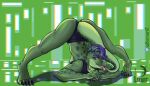  anthro ass_up biped bottomwear butt clothing fangs green_body green_scales jack-o&#039;_pose lizard male pose reptile scales scalie solo tongue tongue_out topwear tucklizart 