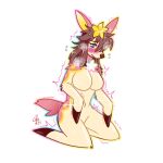  1:1 2021 anthro azure_(princessnapped) blush bodily_fluids breasts breath brown_hair deerling featureless_breasts featureless_crotch female fur hair hi_res hooves nintendo open_mouth pink_body pink_fur pok&eacute;mon pok&eacute;mon_(species) shaking simple_background solo sweat tan_body tan_fur the-chu transformation trembling video_games white_background 
