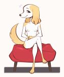  2021 4_toes aggressive_retsuko anthro borzoi breasts canid canine canis casual_nudity crossed_arms crossed_legs domestic_dog feet female front_view full-length_portrait hunting_dog inui_(aggressive_retsuko) junyois looking_at_viewer mammal nipples nude portrait pose sanrio sighthound sitting small_breasts smile solo toes 