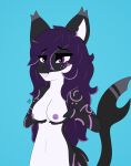  absurd_res animated anthro breast_play breasts female fish hair hi_res holding_breast looking_at_viewer marine markings max_draws nipples one_eye_closed open_mouth purple_eyes purple_hair shark short_playtime simple_background solo tailwag wink 