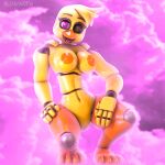  1:1 2021 3d_(artwork) absurd_res animatronic anthro areola avian beak big_breasts bird blennynsfw breasts chica_(fnaf) chicken digital_media_(artwork) female five_nights_at_freddy&#039;s fur galliform gallus_(genus) genitals hi_res joints lagomorph machine mammal nipples one_eye_closed phasianid pink_areola purple_eyes pussy robot video_games wink yellow_body yellow_fur 