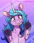  &lt;3 blep blue_hair breaking_the_fourth_wall equid equine hair hasbro hooves horn inuhoshi-to-darkpen izzy_moonbow_(mlp) looking_at_viewer mammal mlp_g5 my_little_pony purple_eyes tongue tongue_out unicorn 