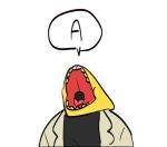  a alphys anthro black_clothing black_shirt black_topwear buckteeth bust_portrait clothed clothing coat comment_chain english_text female front_view head_back lab_coat lizard lol_comments open_mouth portrait reptile scales scalie shirt simple_background solo speech_bubble teeth text tongue topwear undertale v001 video_games white_background yellow_body yellow_scales 
