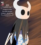  anthro arthropod black_body clean_diaper clothing diaper digital_media_(artwork) english_text hi_res hollow_knight horn hornet_(hollow_knight) insect protagonist_(hollow_knight) simple_background sinningsneasel team_cherry text vessel_(species) video_games weapon 