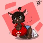  1:1 anthro big_breasts bottomwear breasts brown_body brown_fur brown_hair clothed clothing female footwear fur gwen_martin hair hi_res huge_breasts juki_zu mammal mouse murid murine rodent shorts socks solo 