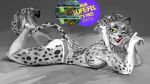  16:9 advertisement black_and_white cheetah clothing digital_media_(artwork) eclair_(my_life_with_fel) felid feline female hair hi_res kenno_arkkan mammal monochrome short_hair solo underwear widescreen 