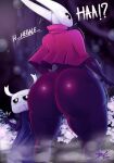  anthro arthropod big_butt bittercream bodily_fluids bottomless butt cape clothed clothing dripping duo female genital_fluids gesture hollow_knight hornet_(hollow_knight) huge_butt larger_female looking_back not_furry pussy_juice pussy_juice_drip size_difference team_cherry thick_thighs thumbs_up video_games wide_hips zote 