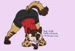  absurd_res ambiguous_gender anthro armpit_hair ass_up body_hair clothed clothing dialogue english_text gay_male_pride_colors hi_res hyaenid hybrid jack-o&#039;_pose kibbleztheyeen looking_seductive mammal object_in_mouth one_eye_closed parker_(kibbleztheyeen) paws pose raised_tail smug solo striped_hyena text thick_thighs trans_(lore) trans_man_(lore) vincian_pride_colors wink wristband 