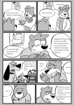 2021 anthro augie_doggie_and_doggie_daddy beargarbage blush boo-boo_bear canid canine canis cindy_bear clothing comic doctor doggie_daddy domestic_dog duo english_text eyes_closed face_mask hanna-barbera hi_res humanoid_hands jellystone_(hbo_max) mammal monochrome shirt text topwear ursid yogi_bear 