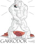 2010 anthro blush covering covering_crotch covering_self embarrassed embarrassed_nude_male hi_res looking_at_viewer male mammal muscular muscular_male nude numwolf pecs polar_bear shy solo ursid ursine 