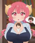  animal_humanoid animated apron blinking blush breasts brown_hair cleavage clothed clothing doll dragon dragon_humanoid fangs female hair horn human humanoid humanoid_pointy_ears ilulu k.hastu male mammal miss_kobayashi&#039;s_dragon_maid multicolored_hair pink_eyes pink_hair purple_hair shirt short_playtime taketo_aida topwear 