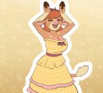  animated anthro bovid bovine breasts caramelldansen cattle changeling_tale clothing dress eyes_closed female fingers hair hooved_fingers hooves horn mammal marion_(changeling_tale) meme moomaid open_mouth short_playtime simple_background smile solo yellow_clothing yellow_dress 