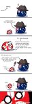  animate_inanimate band-aid bandage clothing comic countryballs dialogue digital_drawing_(artwork) digital_media_(artwork) duo english_text greeting hat headgear headwear hi_res injuries not_furry shriekingmagpie simple_background text wounded 