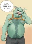  2021 anthro belly blush english_text eyewear facial_hair glasses hi_res humanoid_hands male mammal mature_male moobs mustache navel nipples overweight overweight_male sanrotheboar solo suid suina sus_(pig) text wild_boar 