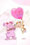  &lt;3 84akuma ambiguous_gender anthro balloon blush canid canine duo felid flower granbull heart_balloon inflatable mammal meowth nintendo plant pok&eacute;mon pok&eacute;mon_(species) romantic smile video_games 